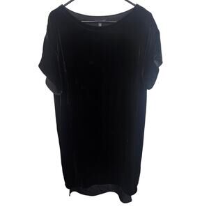 Eileen Fisher Silk Blend Velvet Mini Dress Sz S Quiet Luxury Minimalist Classic
